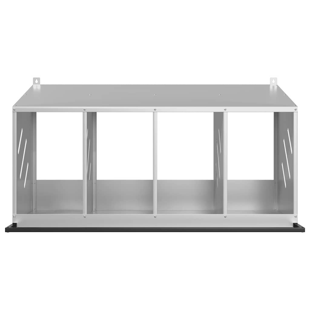 vidaXL Chicken Nesting Box with 4 Compartments Galvanized Silver Metal