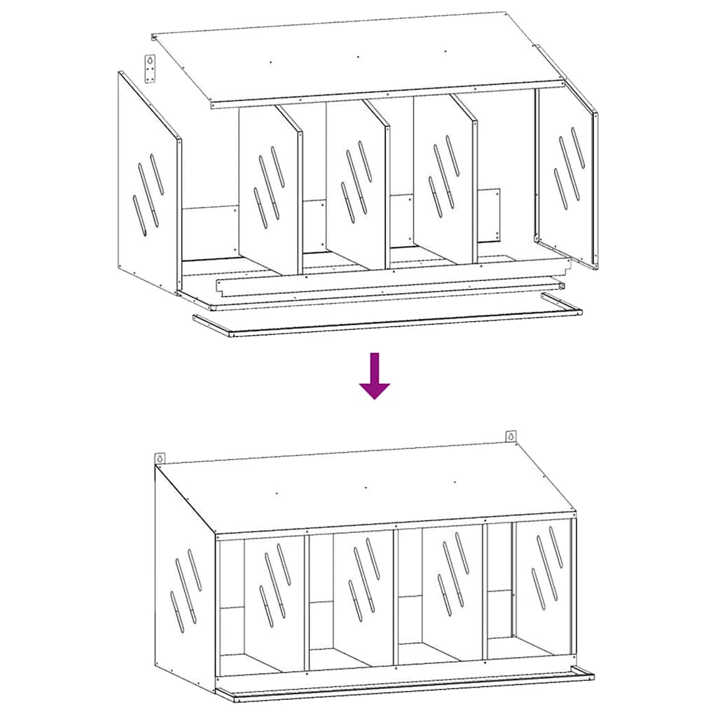 vidaXL Chicken Nesting Box with 4 Compartments Galvanized Silver Metal