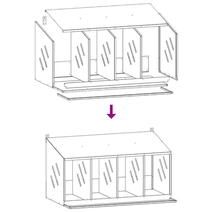 vidaXL Chicken Nesting Box with 4 Compartments Galvanized Silver Metal