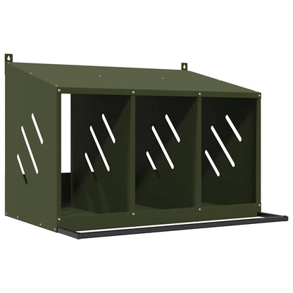 vidaXL Chicken Nesting Box with 3 Compartments Olive Green Metal