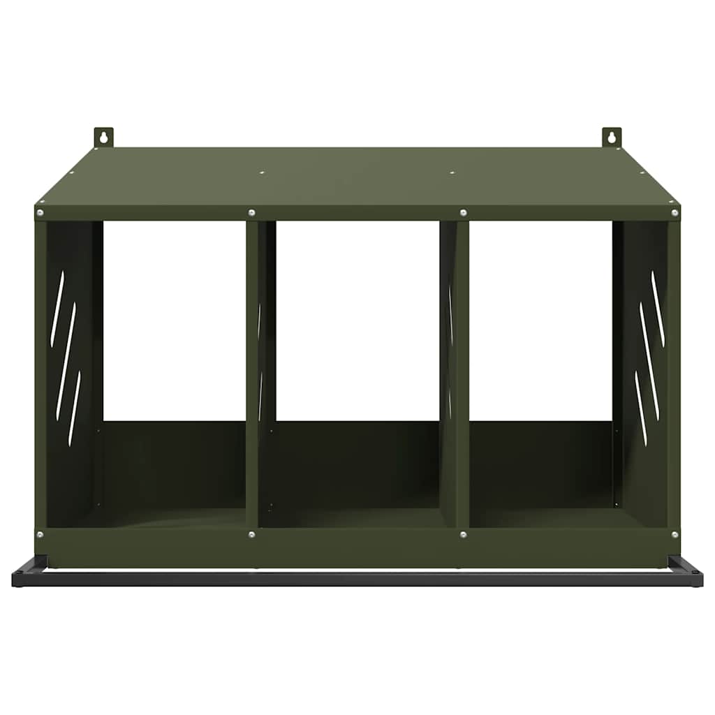 vidaXL Chicken Nesting Box with 3 Compartments Olive Green Metal