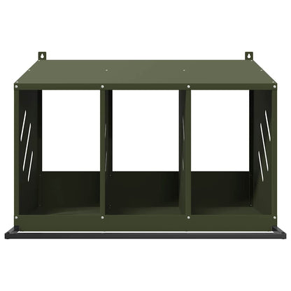 vidaXL Chicken Nesting Box with 3 Compartments Olive Green Metal