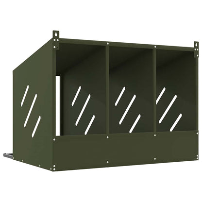 vidaXL Chicken Nesting Box with 3 Compartments Olive Green Metal