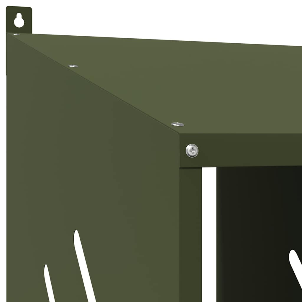vidaXL Chicken Nesting Box with 3 Compartments Olive Green Metal