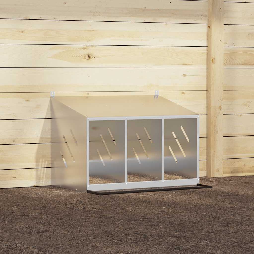 vidaXL Chicken Nesting Box with 3 Compartments Galvanized Silver Metal