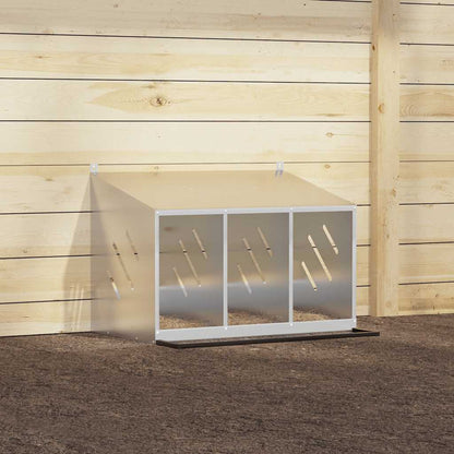 vidaXL Chicken Nesting Box with 3 Compartments Galvanized Silver Metal