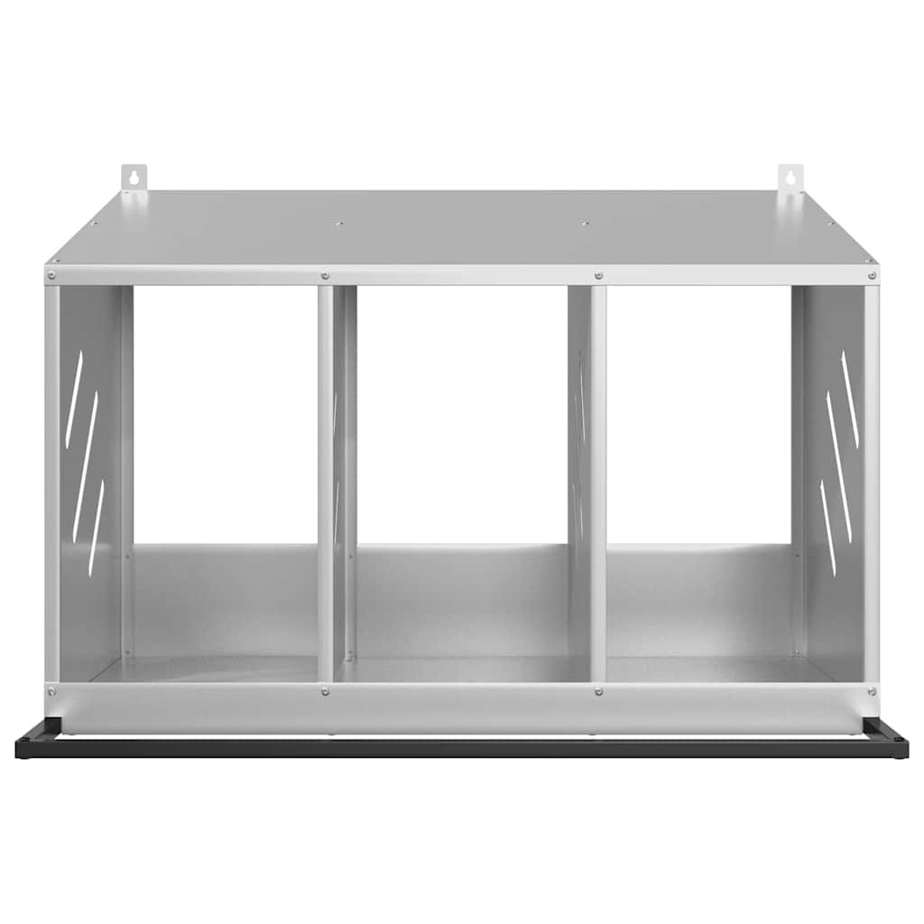 vidaXL Chicken Nesting Box with 3 Compartments Galvanized Silver Metal