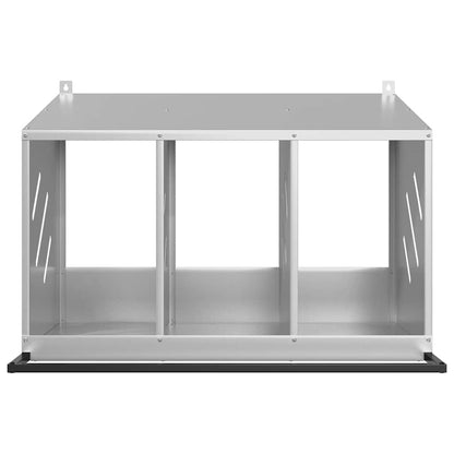 vidaXL Chicken Nesting Box with 3 Compartments Galvanized Silver Metal