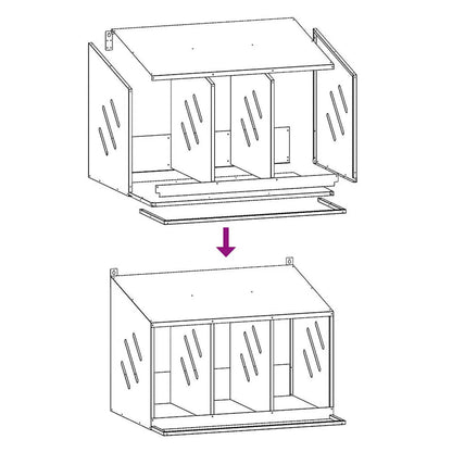 vidaXL Chicken Nesting Box with 3 Compartments Galvanized Silver Metal