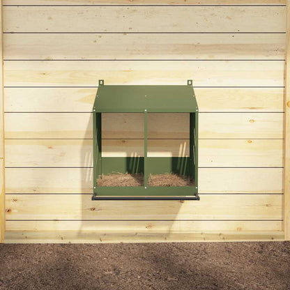 vidaXL Chicken Nesting Box with 2 Compartments Olive Green Metal