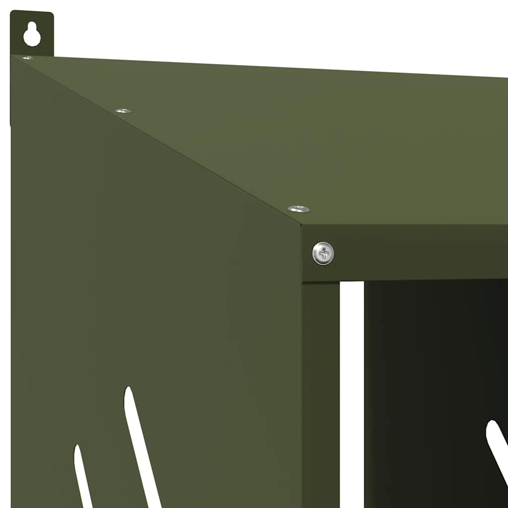 vidaXL Chicken Nesting Box with 2 Compartments Olive Green Metal