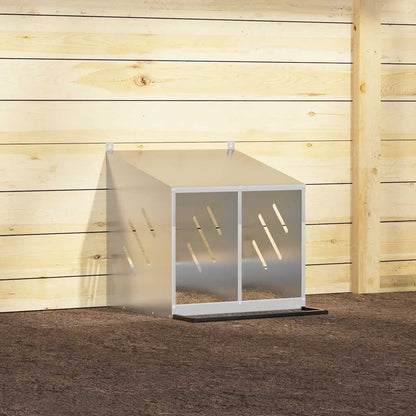 vidaXL Chicken Nesting Box with 2 Compartments Galvanized Silver Metal
