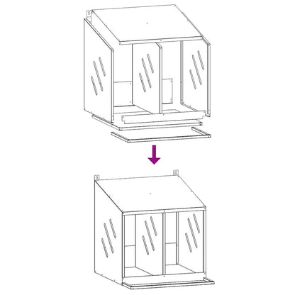 vidaXL Chicken Nesting Box with 2 Compartments Galvanized Silver Metal