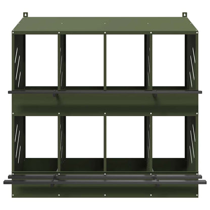 vidaXL Chicken Nesting Box with 8 Compartments Olive Green Metal