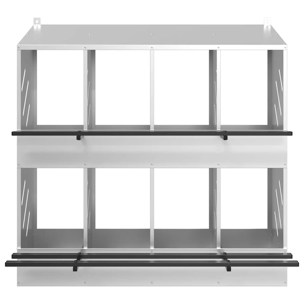 vidaXL Chicken Nesting Box with 8 Compartments Galvanized Silver Metal