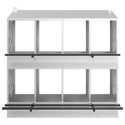 vidaXL Chicken Nesting Box with 8 Compartments Galvanized Silver Metal
