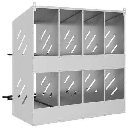 vidaXL Chicken Nesting Box with 8 Compartments Galvanized Silver Metal