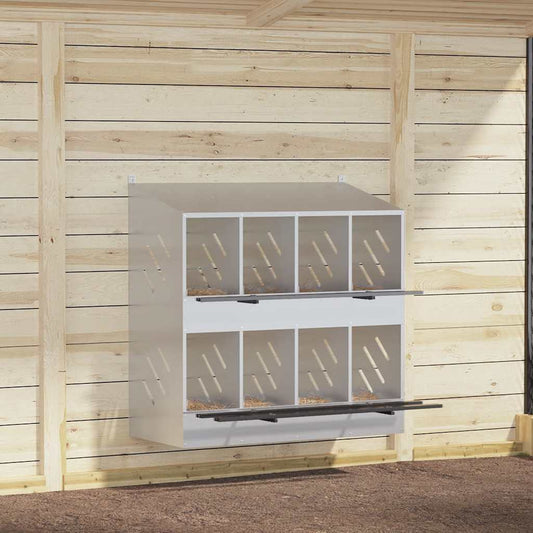 vidaXL Chicken Nesting Box with 8 Compartments Galvanized Silver Metal
