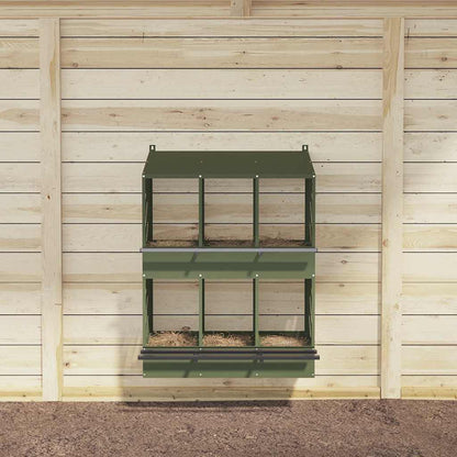 vidaXL Chicken Nesting Box with 6 Compartments Olive Green Metal