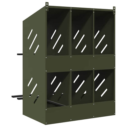vidaXL Chicken Nesting Box with 6 Compartments Olive Green Metal