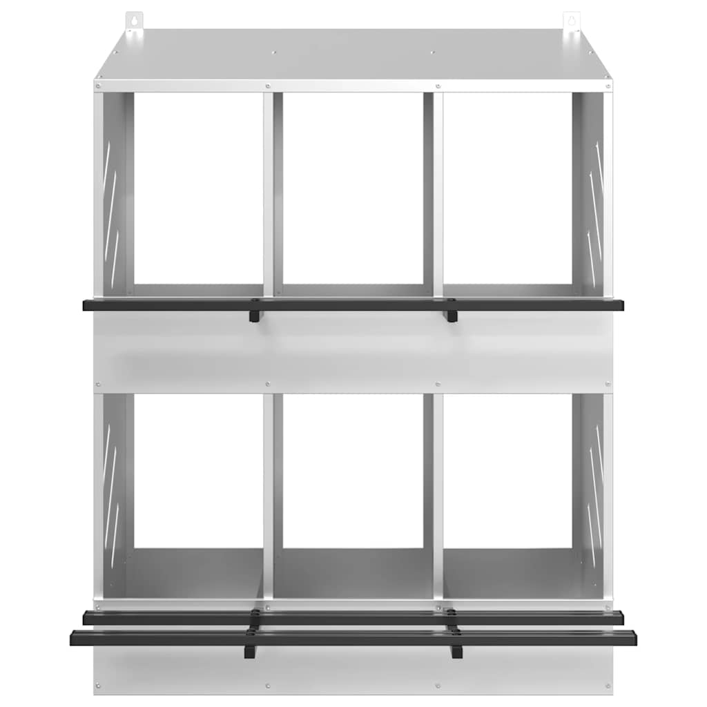 vidaXL Chicken Nesting Box with 6 Compartments Galvanized Silver Metal