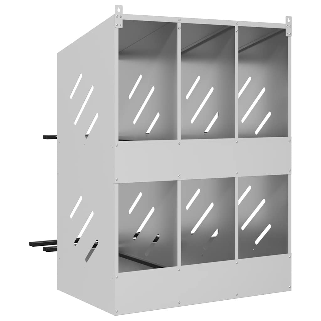 vidaXL Chicken Nesting Box with 6 Compartments Galvanized Silver Metal