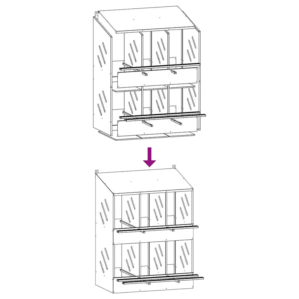 vidaXL Chicken Nesting Box with 6 Compartments Galvanized Silver Metal