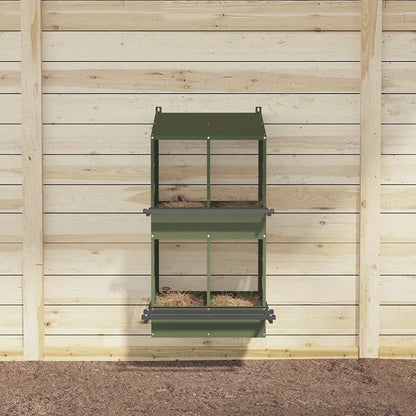 vidaXL Chicken Nesting Box with 4 Compartments Olive Green Metal