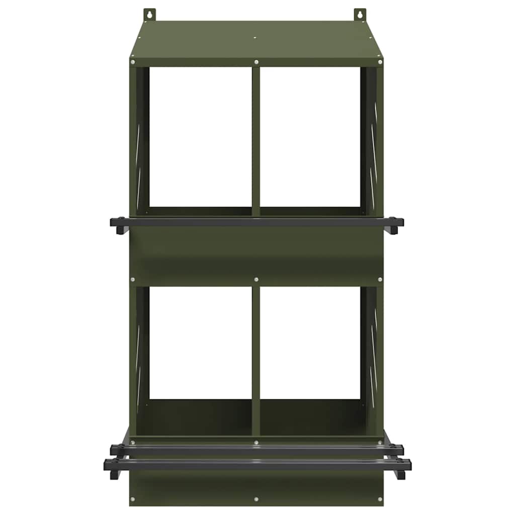 vidaXL Chicken Nesting Box with 4 Compartments Olive Green Metal