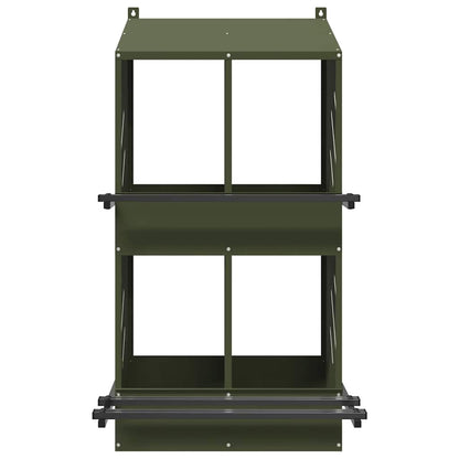 vidaXL Chicken Nesting Box with 4 Compartments Olive Green Metal