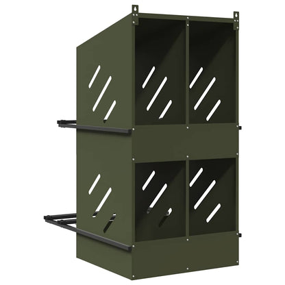 vidaXL Chicken Nesting Box with 4 Compartments Olive Green Metal