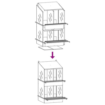 vidaXL Chicken Nesting Box with 4 Compartments Olive Green Metal