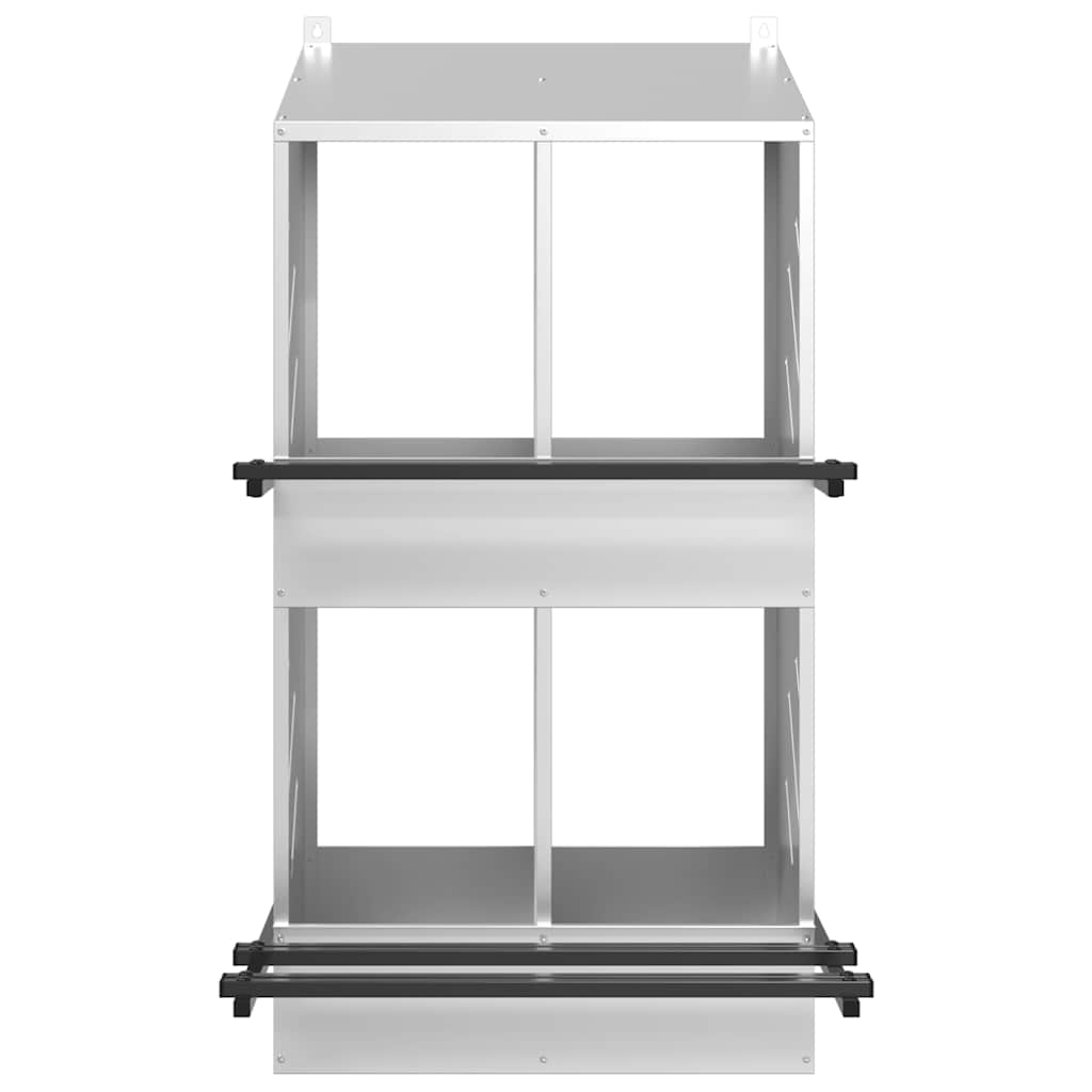 vidaXL Chicken Nesting Box with 4 Compartments Galvanized Silver Metal