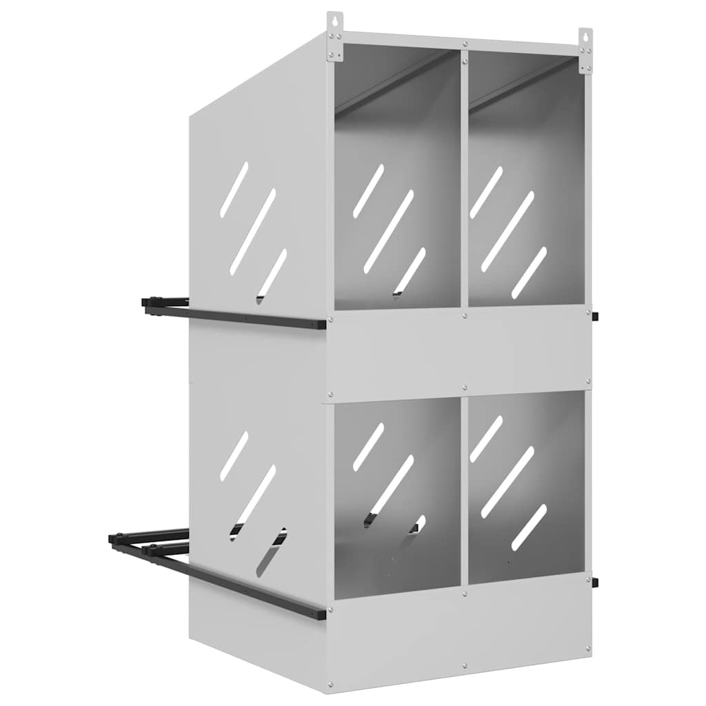 vidaXL Chicken Nesting Box with 4 Compartments Galvanized Silver Metal