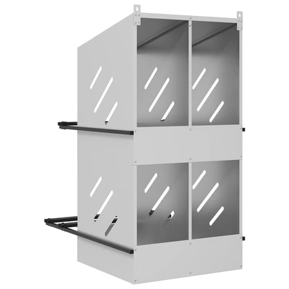 vidaXL Chicken Nesting Box with 4 Compartments Galvanized Silver Metal