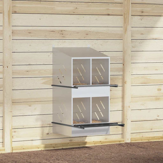 vidaXL Chicken Nesting Box with 4 Compartments Galvanized Silver Metal