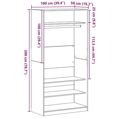 vidaXL Wardrobe Black Oak 100 x 50 x 200 cm Engineered Wood