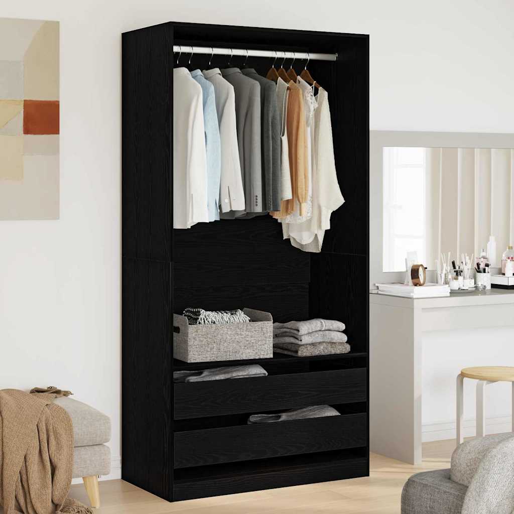 vidaXL Wardrobe Black Oak 100 x 50 x 200 cm Engineered Wood