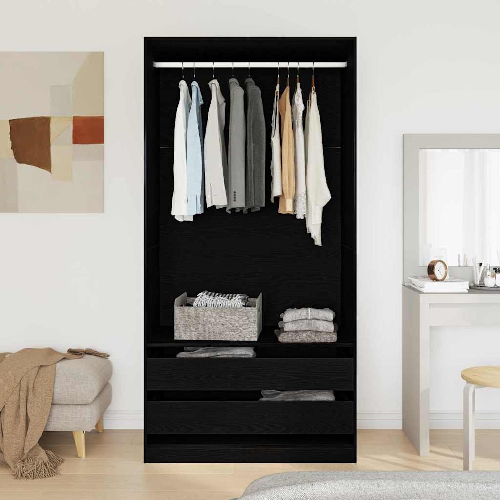 vidaXL Wardrobe Black Oak 100 x 50 x 200 cm Engineered Wood