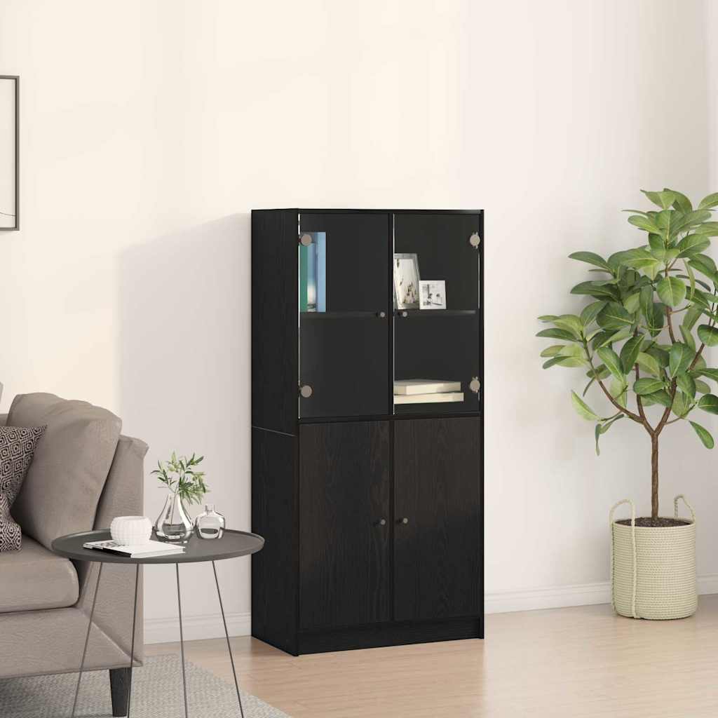 vidaXL Highboard Black Oak 68 x 37 x142 cm