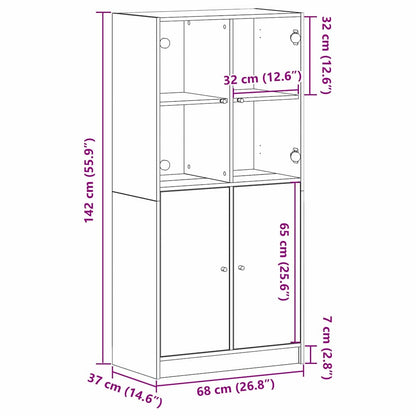 vidaXL Highboard Black Oak 68 x 37 x142 cm
