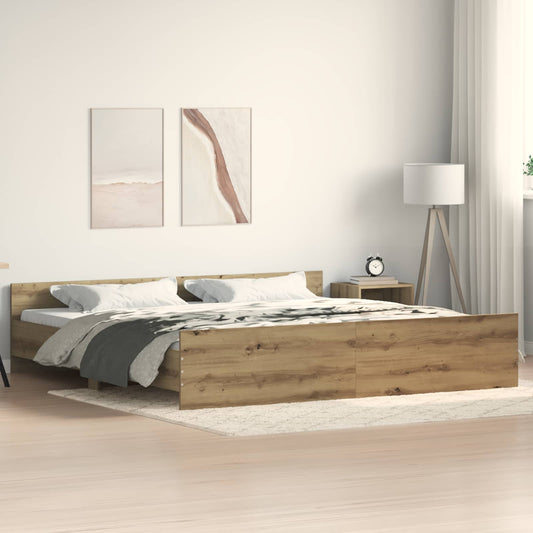 vidaXL Bed Frame Artisan Oak 203 x 203 x 50 cm Engineered Wood
