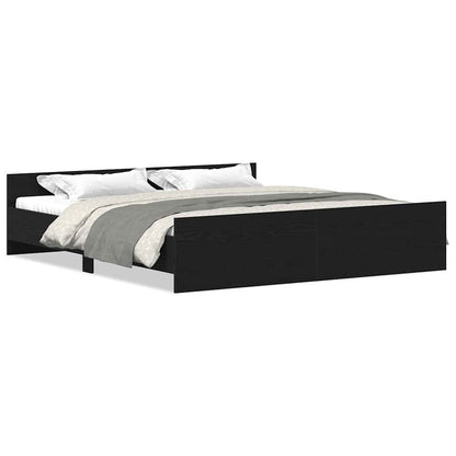 vidaXL Bed Frame without Mattress Black Oak 200x200 cm Engineered Wood