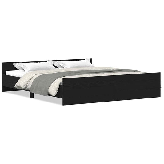 vidaXL Bed Frame without Mattress Black Oak 200x200 cm Engineered Wood