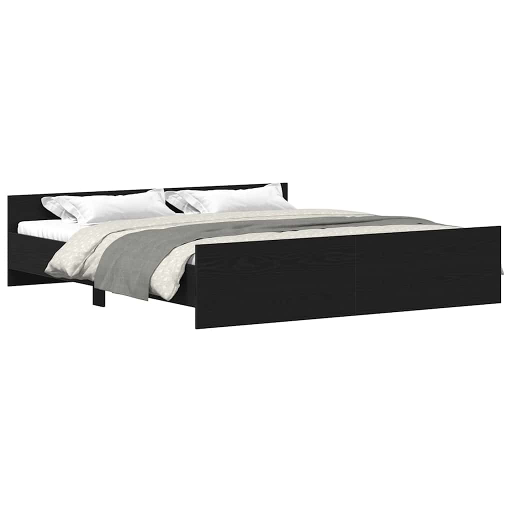 vidaXL Bed Frame without Mattress Black Oak 200x200 cm Engineered Wood