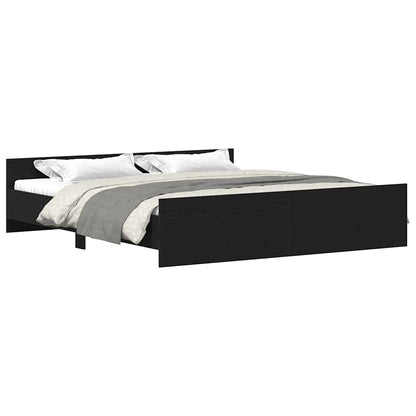 vidaXL Bed Frame without Mattress Black Oak 200x200 cm Engineered Wood
