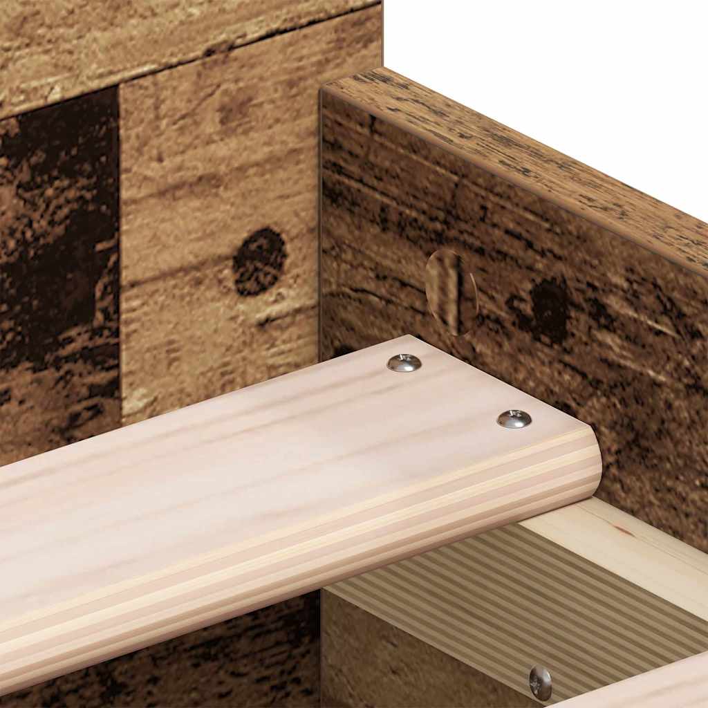 vidaXL Bed Frame with Drawer Old Wood 193 x 78 x 50 cm Engineered Wood