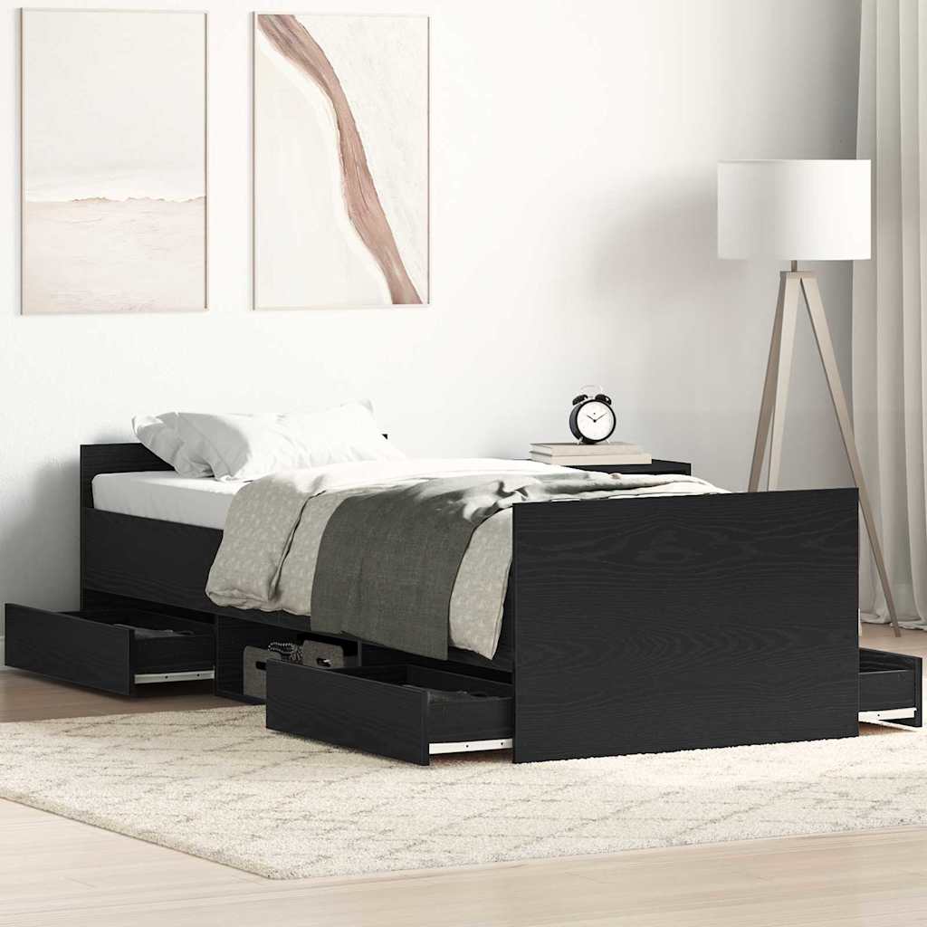 vidaXL Bed Frame Black Oak 193 x 78 x 50 cm Engineered Wood