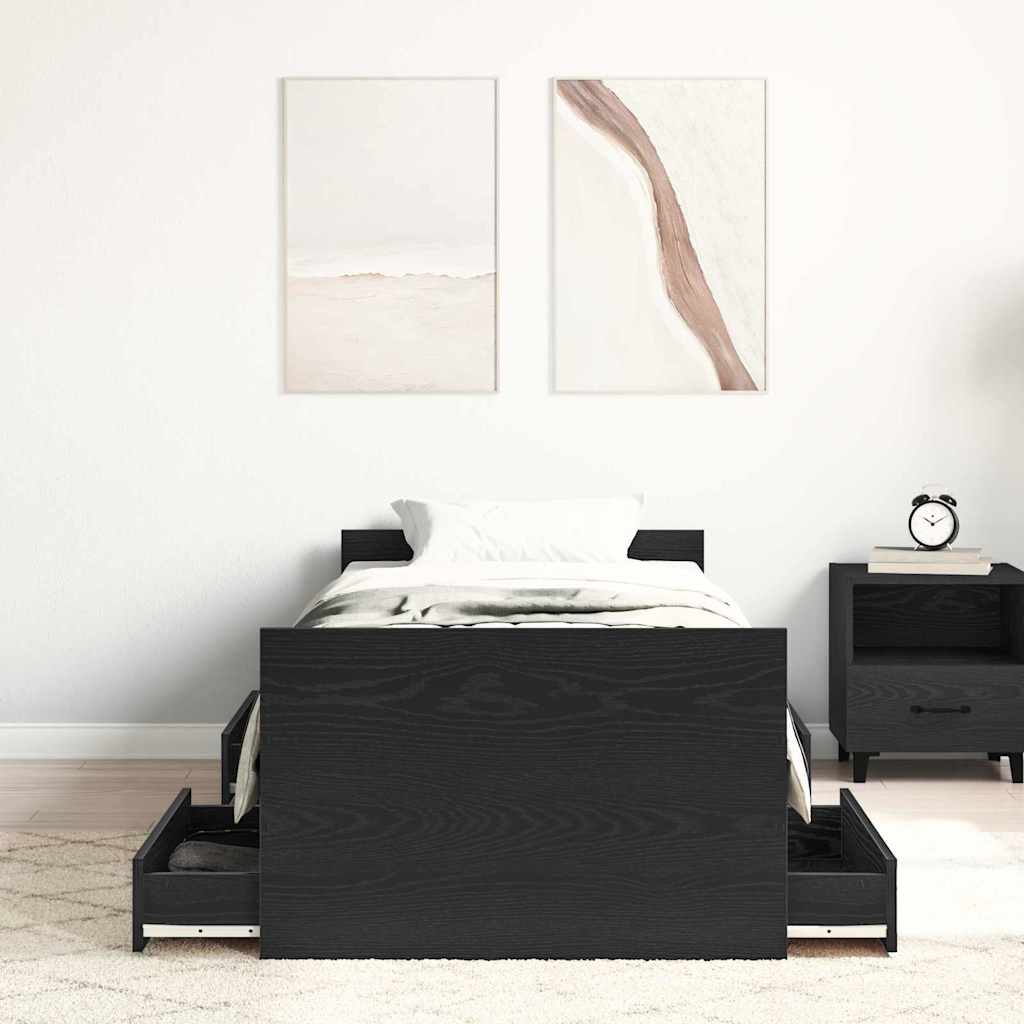 vidaXL Bed Frame Black Oak 193 x 78 x 50 cm Engineered Wood