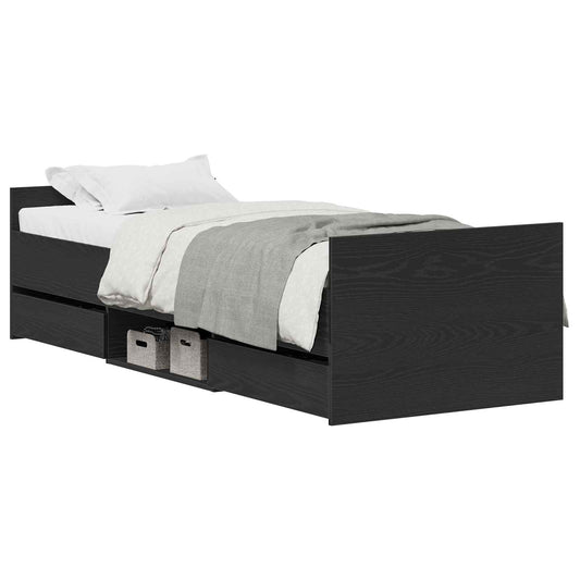 vidaXL Bed Frame Black Oak 193 x 78 x 50 cm Engineered Wood